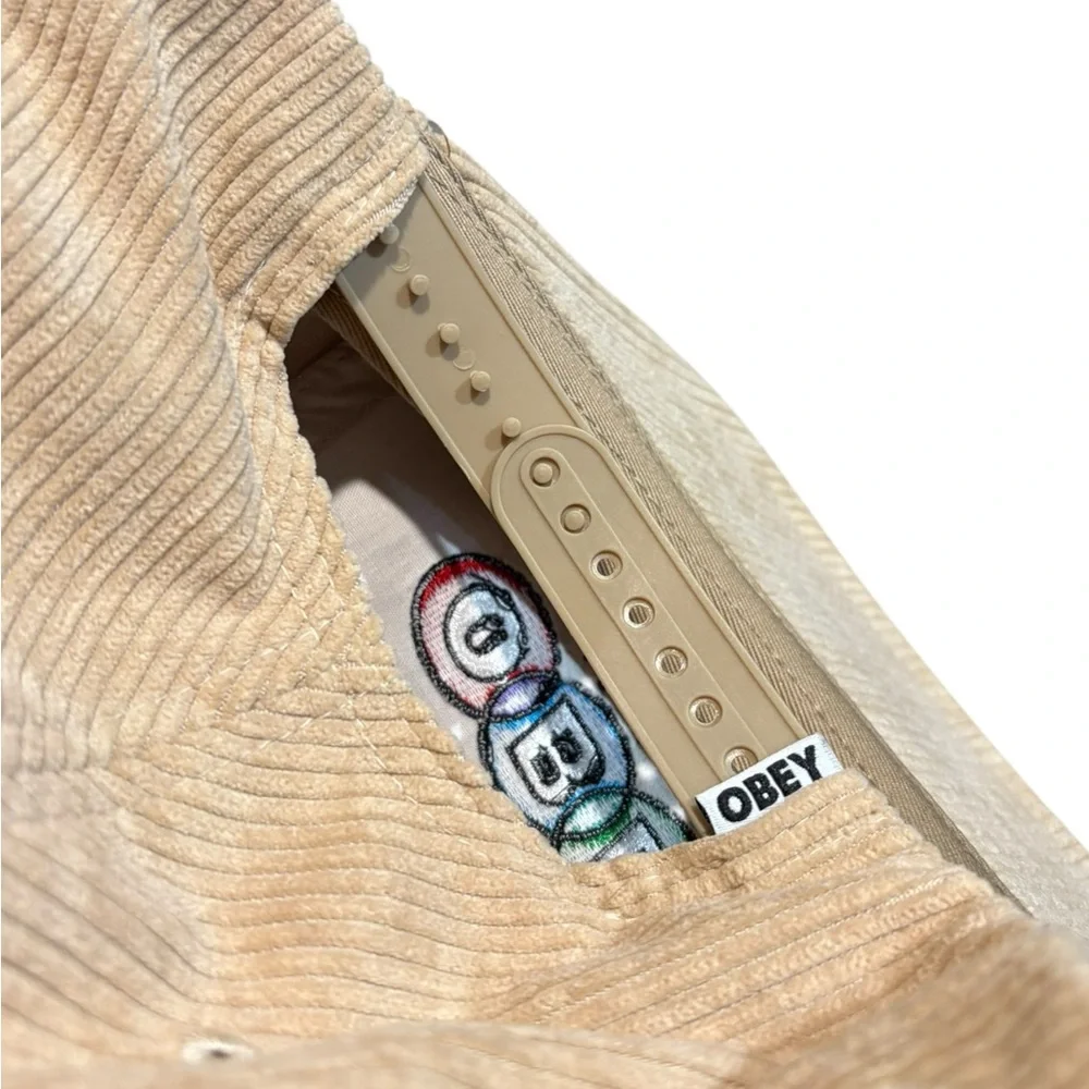 OBEY Visual Industries Corduroy SnapBack Khaki Hat, Tan (Obey Clothing) - Picture 6 of 6